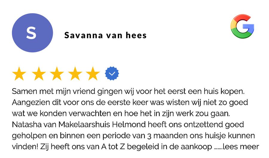 Google-review over Makelaarshuis Helmond